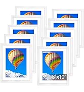 FIXSMITH 8x10 Picture Frame Set of 10, White Photo Frames Bulk with HD Plexiglass, Display Pictur...
