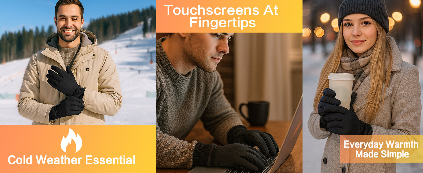 cold weather gloves touchscreen fingers warm thermal hiking running ski snow