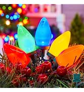 Brightown C9 LED Christmas String Lights, 66ft Multi-Color Outdoor Light String with 100 Smooth O...