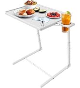 HUANUO Adjustable TV Tray Table - TV Dinner Tray on Bed & Sofa, Comfortable Folding Table with 6 ...