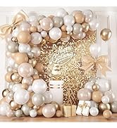 Neutral Balloon Arch Kit, 108 Pcs Double Stuffed Balloon Garland Kit With Pearl Sand White Aprico...