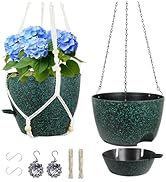 Meowell 10 inch Self Watering Hanging Planters, 2 Pack Hanging Flower Pots for Indoor Outdoor Pla...