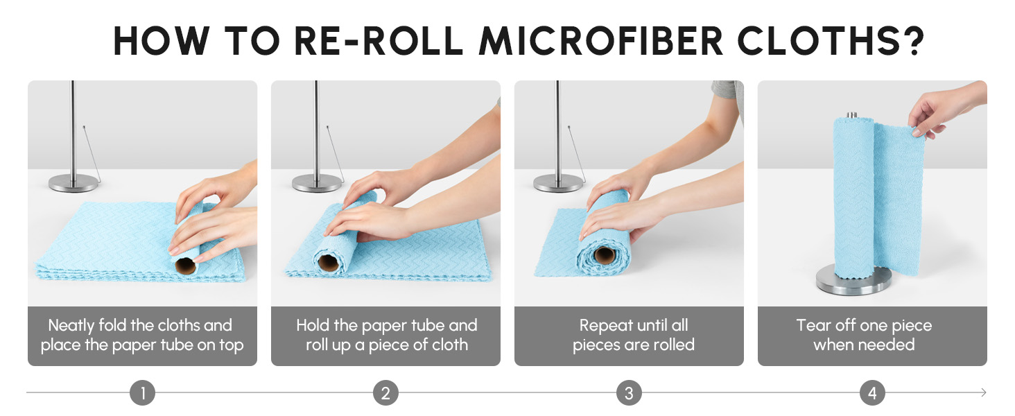 How to re-roll microfiber cloths?