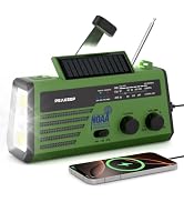 Peakeep Emergency Radio NOAA Weather Alert Battery Solar Crank Powered