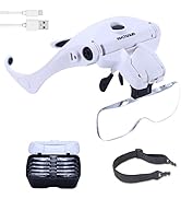 YOCTOSUN LED Head Magnifier, Rechargeable Hands Free Headband Magnifying Glasses with 2 Led, Prof...