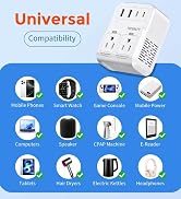 2000W Voltage Converter US to Europe for Hair Dryers, 7-in-1 220V to 110V Converter for European ...