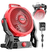 Ecarke 10" Portable Floor Fan Compatible with Milwaukee 18V Battery (Tool Only) AC Power 3500RPM ...