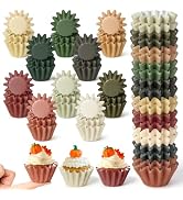 R HORSE 200 Pack Mini Size Fall Cupcake Liners, 10 Styles | Grease-resistant Cupcake Cups for Bak...