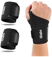 iStabo Carpal Tunnel Wrist Brace - Compression Wrist Straps Support for Weightlifting Fitness Wor...