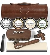 13Pcs Shoe Polish Kit, Shoe Shine Kit for Men & Women with Horsehair Shoe Polish Brush, Black Bro...