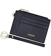 Wikavanli Women Slim Rfid Blocking Credit Card Case Holder Wristlet Zip ID Case Wallet Small Comp...