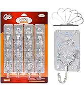 CGBE Adhesive Hooks Heavy Duty Sticky Hooks for Hanging 11 lbs (Max) Seamless Transparent Adhesiv...