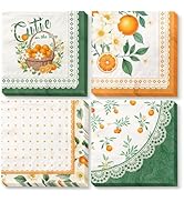 Little Cutie Baby Shower Party Supplies, 24 PCS Little Cutie Napkins Green Orange Fruit Theme Pap...
