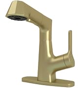 KAYOJU Bar Sink Faucet, Bathroom Kitchen Faucet with Pull-Down Sprayer & Height Adjustment, Brush...