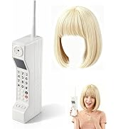 Retro Fake Cell Phone Decor & Golden Short Cosplay Wig, 80s 90s Prop Phone | Iron Old School Bric...