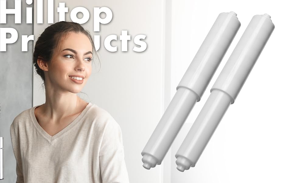 2 Pack - White Toilet Paper Holder Spring Loaded Roller Replacement
