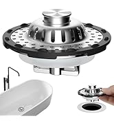 Universal Bathtub Drain Stopper with Visible Top Strainer, Shower Drain Hair Catcher Tub Stopper,...