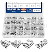 NINDEJIN Metric Button Head Socket Cap Screw Bolts & Flat Washers & Nuts Assortment Kit M2 M3 M4 ...