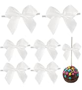 AIMUDI White Satin Bows 2" Satin Bow for Gift Wrapping Small Bows with Twist Ties Premade Ribbon ...