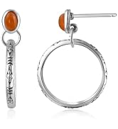 Watforsh Natural Turquoise Gemstone Birthstone Stud Earrings with Circle Dangle Hoop Earrings Boh...