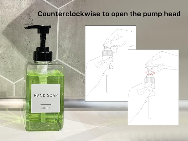 counterclockwise to open the pump head
