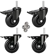 Stem Caster Wheels 5 inch Casters with Safety Dual Locking 1500Lbs Heavy Duty Threaded Stem Caste...