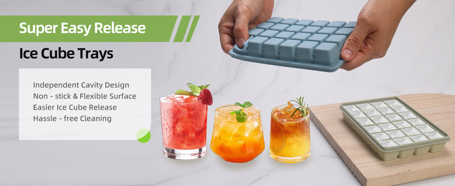 Silicone Ice Cube Trays with Lid