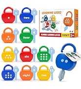10 PCS Apple Lock & Key Toy for Kids, Colorful Number Locks & Keys Montessori Toys for Toddlers A...