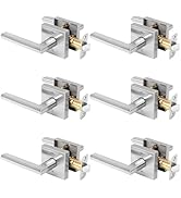 RAFECIEE 6 Pack Interior Door Levers Passage Door Handles Keyless Closet Door Handle Square Door ...