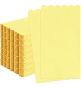 FALIZIFU 100 Pcs Yellow Scalloped Dinner Napkins 2-Ply Yellow Scalloped Paper Hand Towels for Gue...