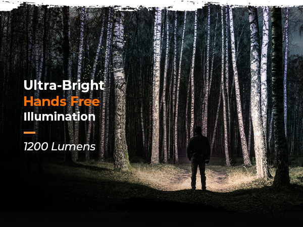 Super Bright Hands-Free Illumination. 1200 Lumens