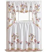 GOHD - 3pcs Kitchen Curtain / Cafe Curtain Set, Air-Brushed by Hand of Flying Butterfly Design (S...
