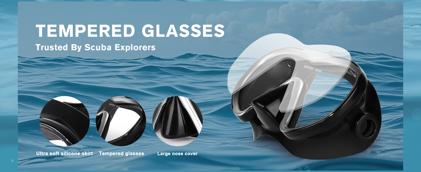 Scuba Diving Mask for Adults - Anti-Fog Swim Mask Wide View Swimming Goggles with Nose Cover