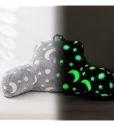 Holawakaka Glow in The Dark Reading Pillow for Sitting up in Bed Sofa Kids Teens, Luminous Moon S...