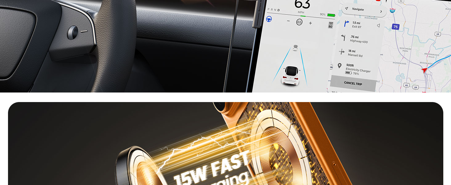 tesla model y phone mount charger