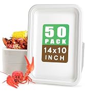 Gezond 50 Pack 14 Inch Disposable Food Trays Eco-friendly Heavy-Duty Large Paper Plates Compostab...