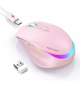 TECKNET Wireless Mouse Jiggler, Rechargeable Mouse with Built-in Mouse Mover, 6 Adjustable DPI & ...