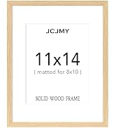JCJMY 11x14 Picture Frame, Solid Wood Frame, Display 8x10 with Mat or 11 x 14 without Mat, Wooden...