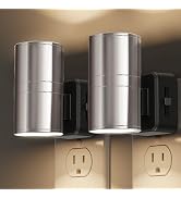 L LOHAS LED Night Light, Night Lights Plug into Wall, Smooth Silver Glossy Plating Metal-Shade Ni...