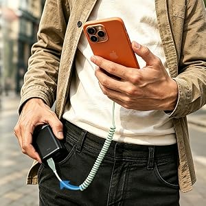 Coiled USB A to Type C Cable