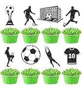 Hooqict 40Pcs Soccer Ball Cupcake Toppers Soccer Birthday Cake Topper Decorations Cupcake Picks f...