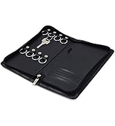 OFFIDIX PU Leather Portable Key Cabinet,8-Key Hooks Portable Zippered Key Case Menus Card Organiz...