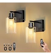 Kimjo Battery Operated Wall Sconce Set of 2 with Remote, Rechargeable Wireless Wall Lights with D...
