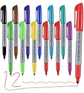 Affisure Permanent Markers, Ultra Fine Point Markers Set,12 Assorted Colors Work on Wood, Plastic...