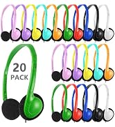 XOSDA Classroom Headphones Bulk 20 Pack Multi Color for Kids School, Wholesale Children Adjustabl...