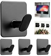 Adhesive Black Hooks - Stainless Steel Wall Hooks Hanger for Hanging Towel Coat Hat Shower Hooks,...