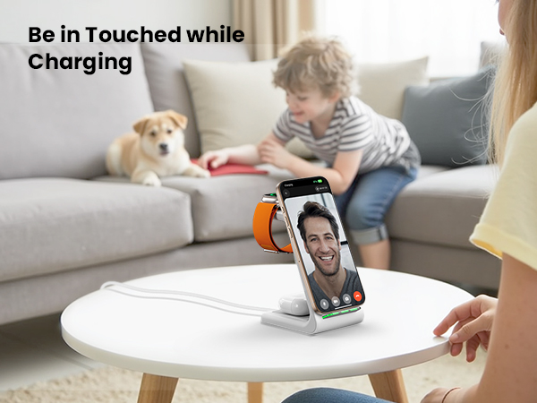 GEEKERA 3 in 1 Wireless Charging Station for Apple Fast Wireless Charger Stand Dock for iPhone
