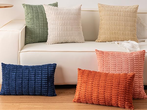 Throw Pillow Covers 18x18, Soft Plush Faux Wool Couch Pillow Covers for Home, Set of 2, Beige