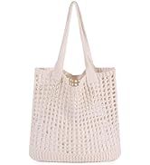 Sightor Crochet Tote Bag, Mesh Beach Bag Knit Summer Hobo Bag Vacation Boho Tote Bag for Women