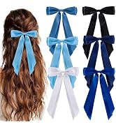 hisial 6Pcs Hair Bows Clips for Hair Silky Satin Ribbon Alligator Barrettes French Hair Ponytail ...